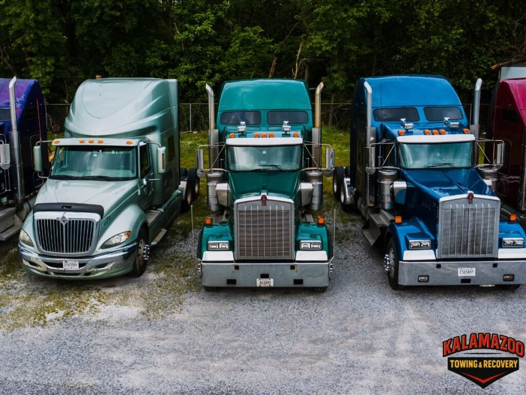 Parking enforcement and tow truck near downtown Kalamazoo business district