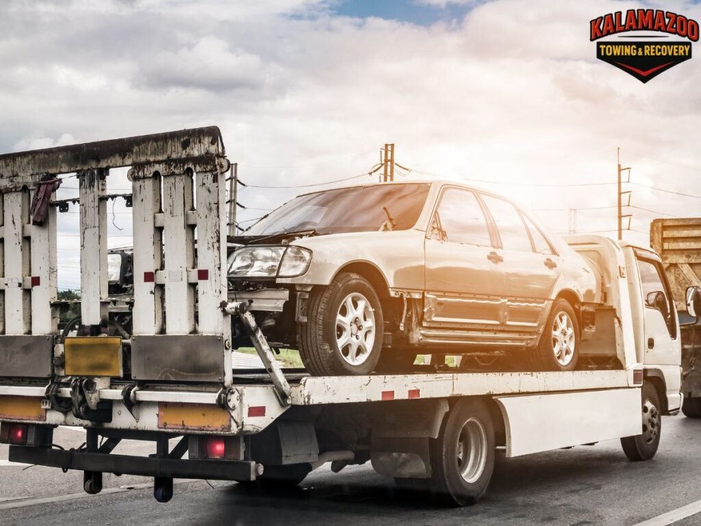 Student Towing and Roadside Guide for Western Michigan University and Kalamazoo College Drivers 1 Tow truck assisting Western Michigan University student with broken down car near campus